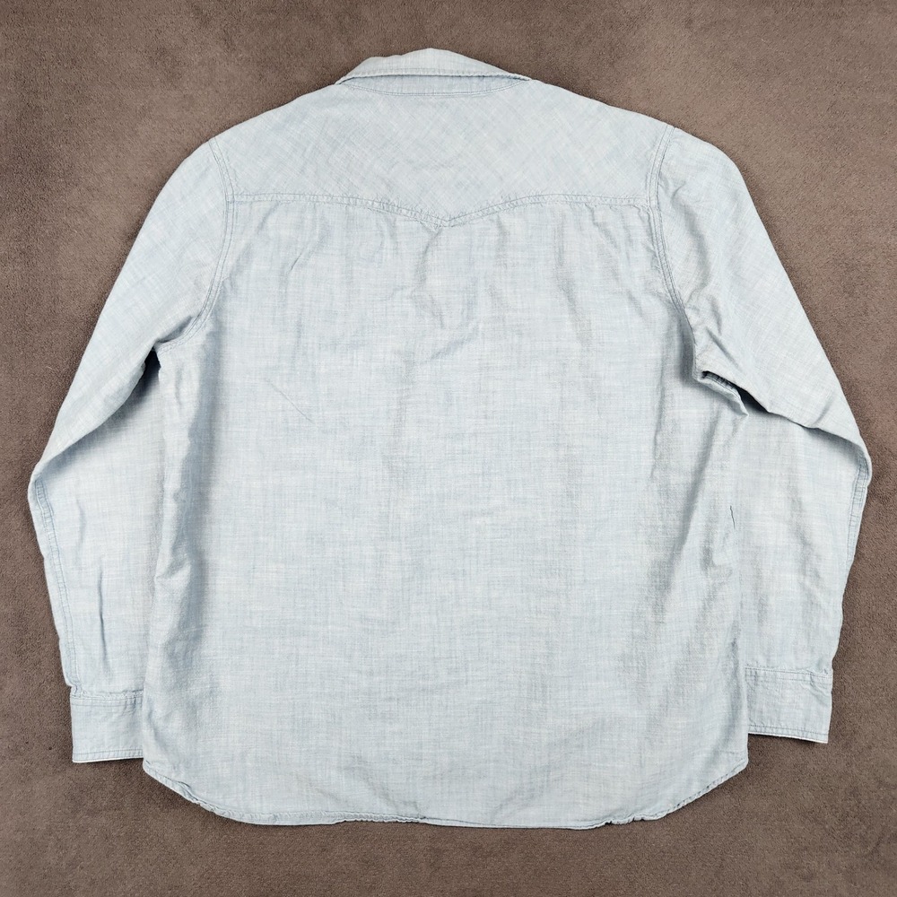 Stio Eddy Shirt Mens XXL Blue Chambray Organic Cotton Long Sleeve Western Snap - Picture 5 of 12